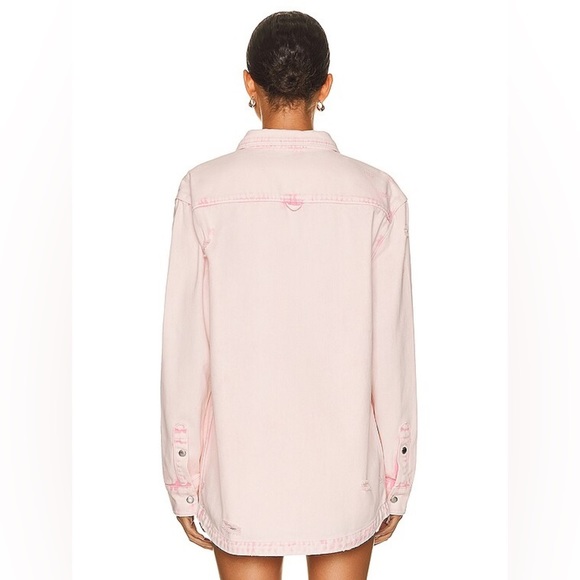 SEROYA Mariel Denim Button Shirt Washed Bleach Pink NEW - Picture 3 of 11